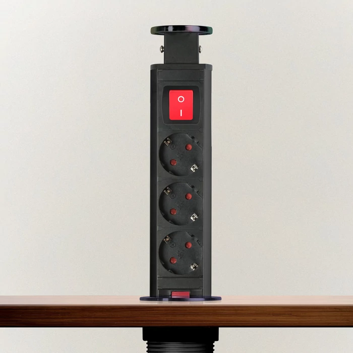 Rejtett elosztó, 3-as, szálcsiszolt titán fekete, kapcsolóval