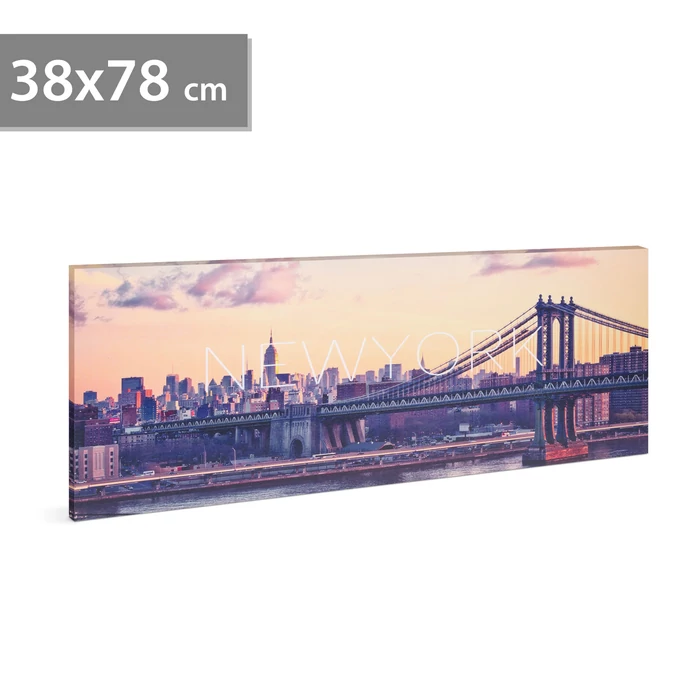 LED-es fali hangulatkép - "New York" - 2 x AA, 38 x 78 cm