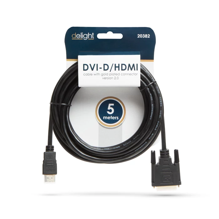 DVI-D / HDMI kábel, 5 m, aranyozott csatlakozóval