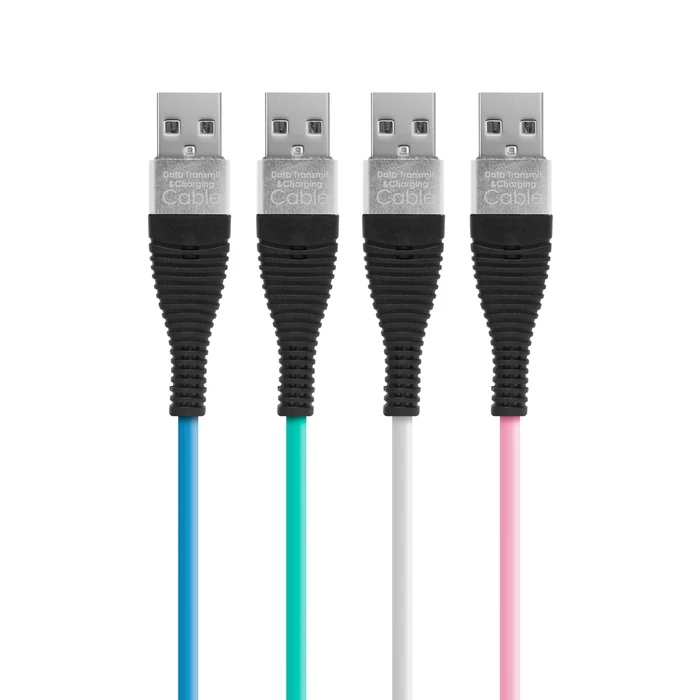 Adatkábel - microUSB , Szilikon bevonat, 4 szín - 1 m