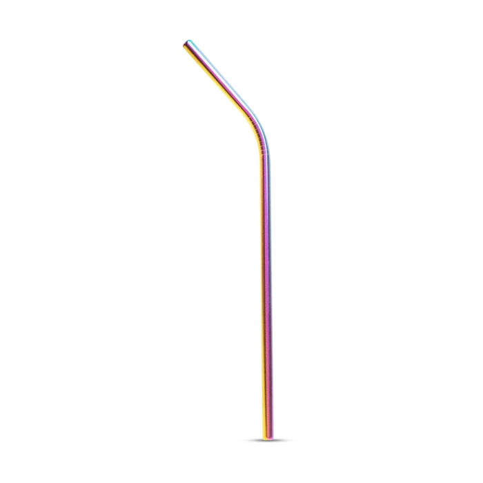 Rozsdamentes acél szívószál szett - titán szivárványos - 215 x 6 mm - 5 részes