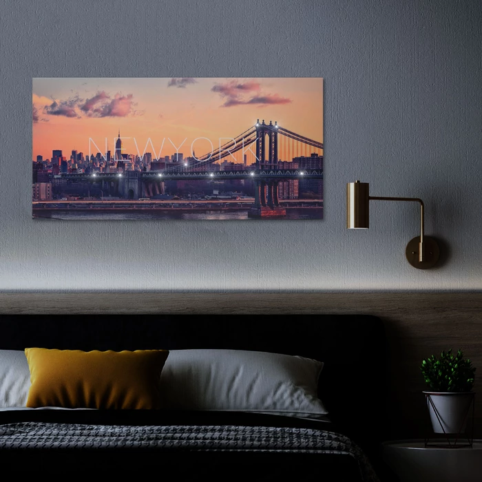 LED-es fali hangulatkép - "New York" - 2 x AA, 38 x 78 cm