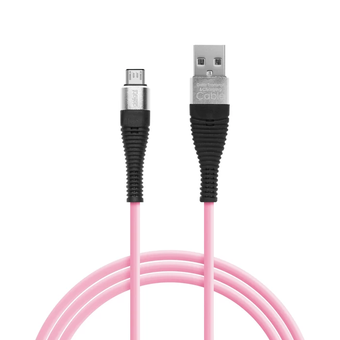 Adatkábel - microUSB , szilikon bevonat, 4 szín - 2 m