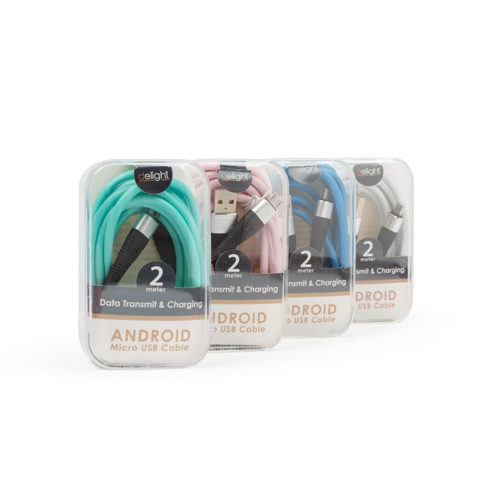 Adatkábel - microUSB , szilikon bevonat, 4 szín - 2 m