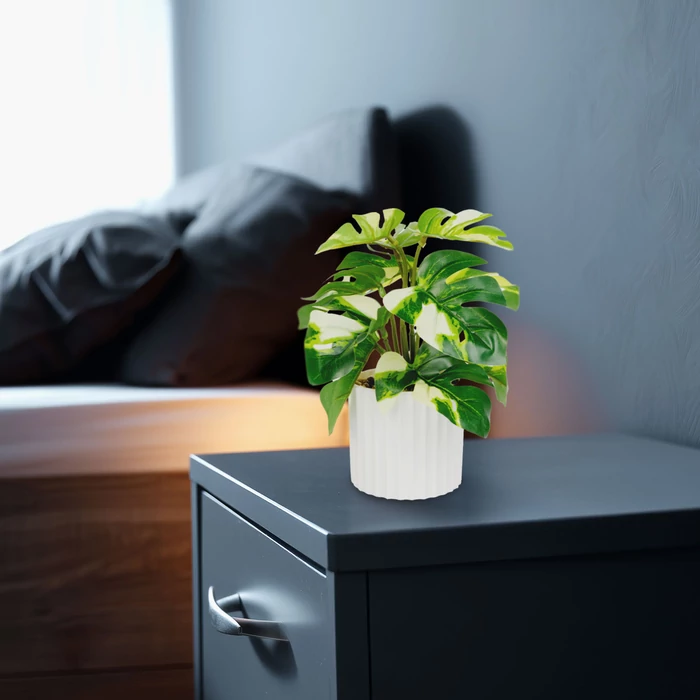 Műnövény dekoráció - filodendron - zöld/sárga - 20 x 8 cm