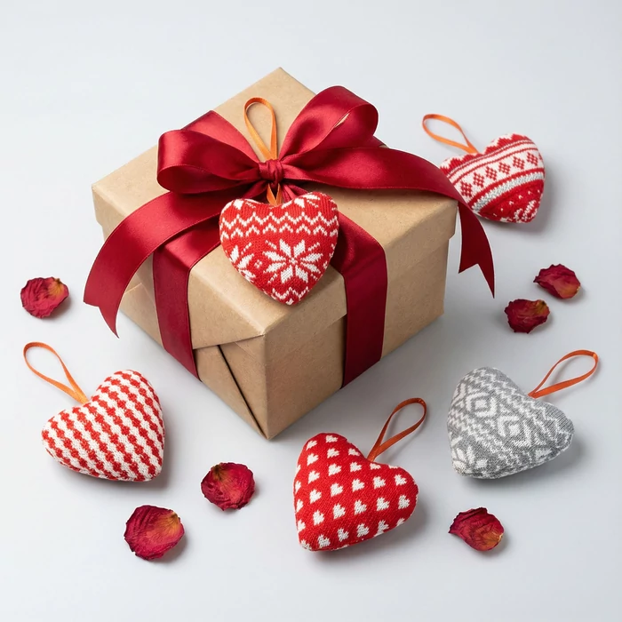 Mini textil dekoráció párna (szív, akasztóval, 12 x 5 x 11 cm, 1 darab)