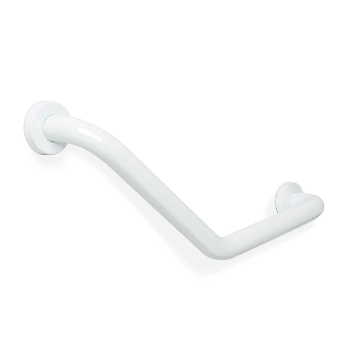 Fürdőszobai kapaszkodó (45°-ban hajlított, rozsdamentes acél, fehér)