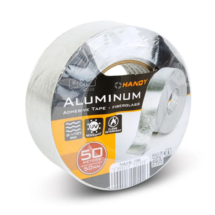 Alumínium ragasztószalag (üvegszálas, akril, 50 m x 50 mm, 150 mikron, lángálló)