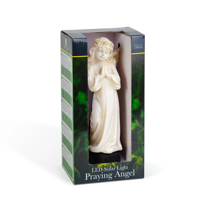 Szolár angyalka (imádkozó, 1 melegfehér LED, műgyanta, 49 x 11 x 6,5 cm)