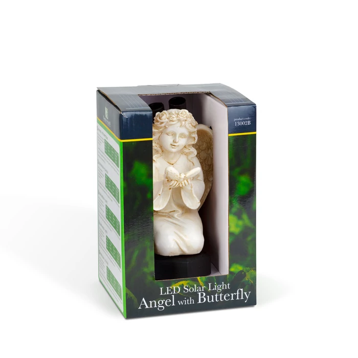 Szolár angyalka (pillangó, 1 melegfehér LED, műgyanta, 42 x 11 x 6,5 cm)