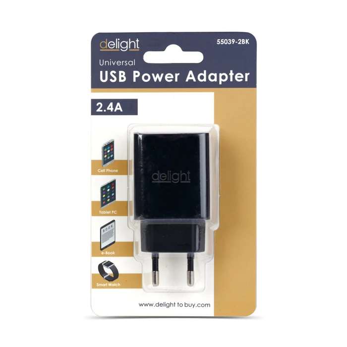USB Hálózati adapter (2xUSB, fekete)