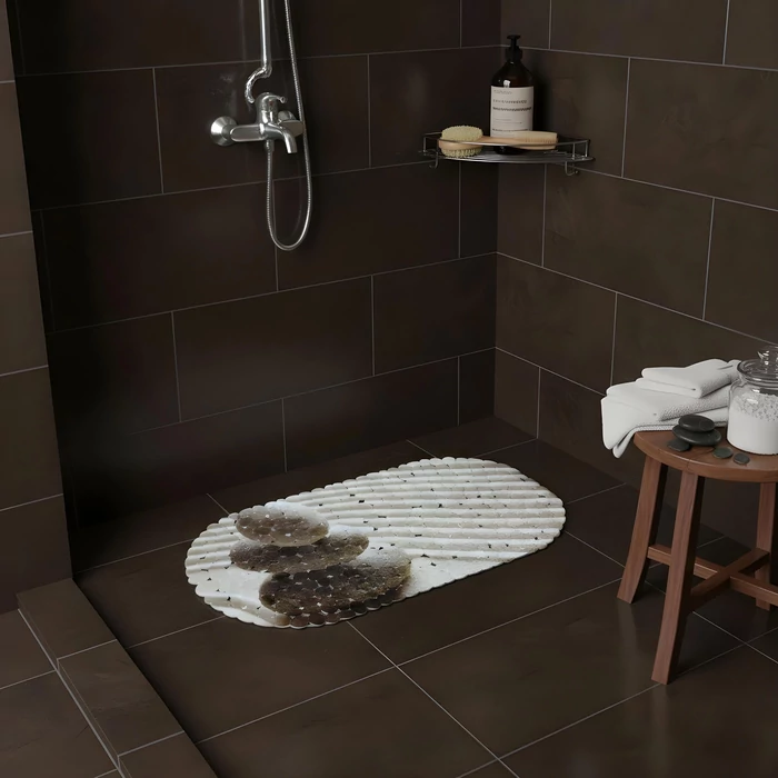 Fürdőszobai csúszásgátló (69 x 35 cm, Szürke, kőmintás)