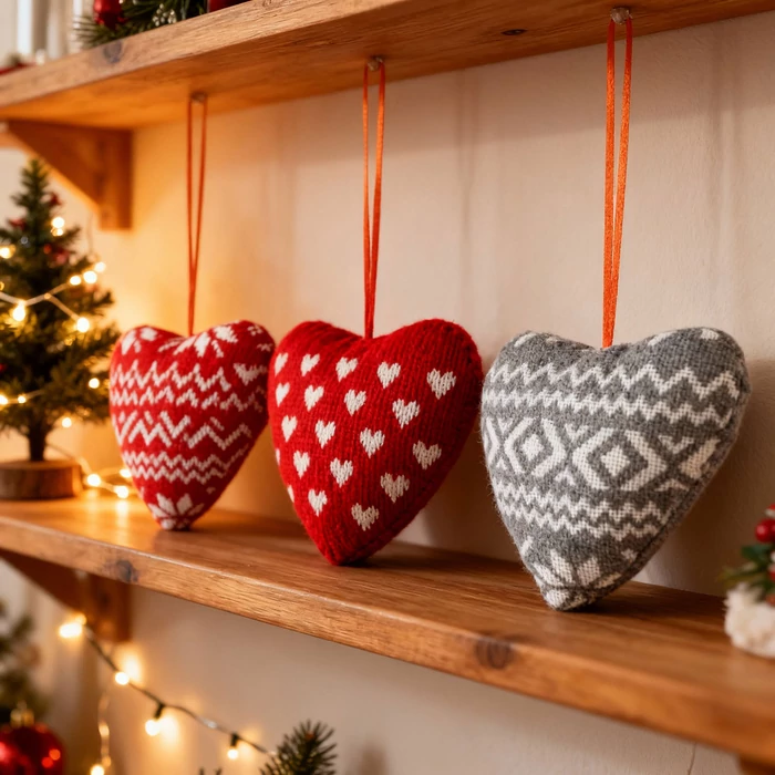 Mini textil dekoráció párna (szív, akasztóval, 12 x 5 x 11 cm, 1 darab)