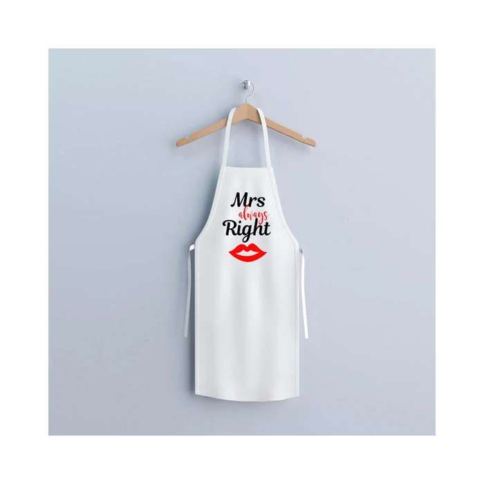 Konyhai kötény - "Mrs. Always Right" felirattal - 80 x 70 cm