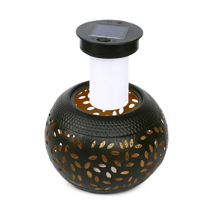 Szolár dekor lámpa - lángeffekttel - 12 sárga LED - 15 x 15 x 11 cm