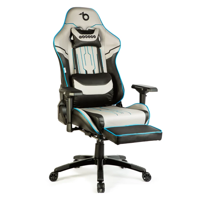 Gamer szék párnával (szürle/fekete/kék, 84 x 52 / 48 x 50 cm)