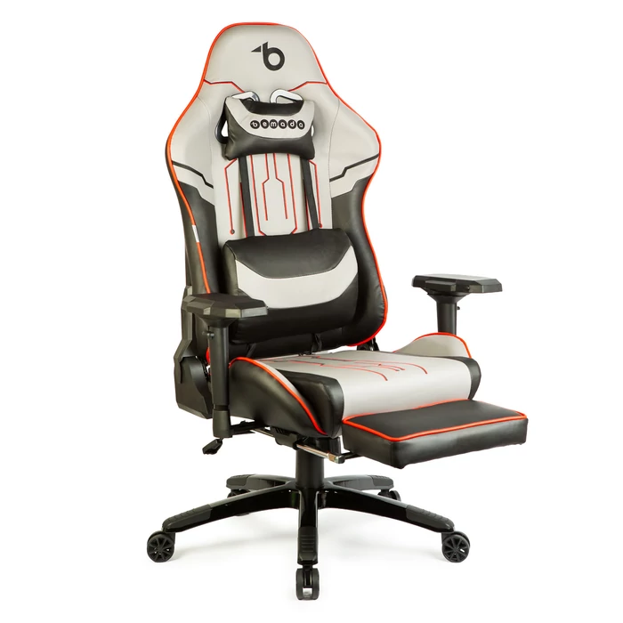 Gamer szék párnával (szürle/fekete/piros, 84 x 52 / 48 x 50 cm)