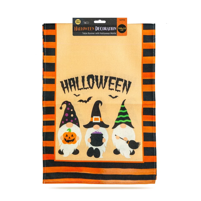 Halloween-i dekoráció - asztalterítő futó - halloween-i motívumokkal - 184 x 33 cm