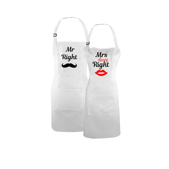 Konyhai kötény - "Mrs. Always Right" felirattal - 80 x 70 cm