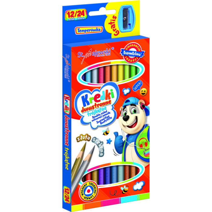 Kétoldalú színes ceruzák faragóval (12 db)