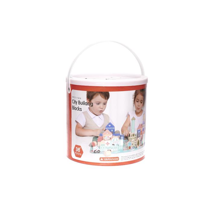 Fa kocka építőjáték (város, 135 db)