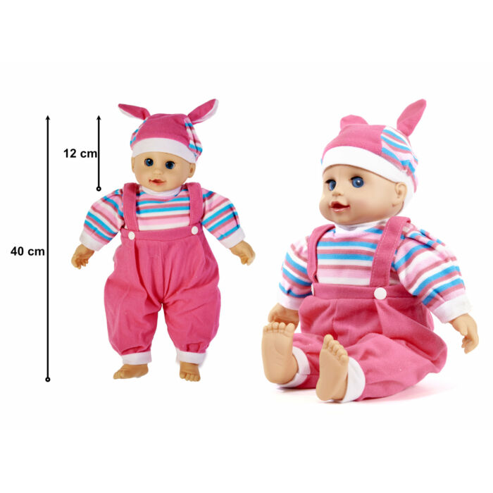 Maja játékbaba rózsaszín ruhában