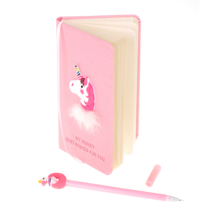 Rózsaszín unikornisos jegyzetfüzet tollal