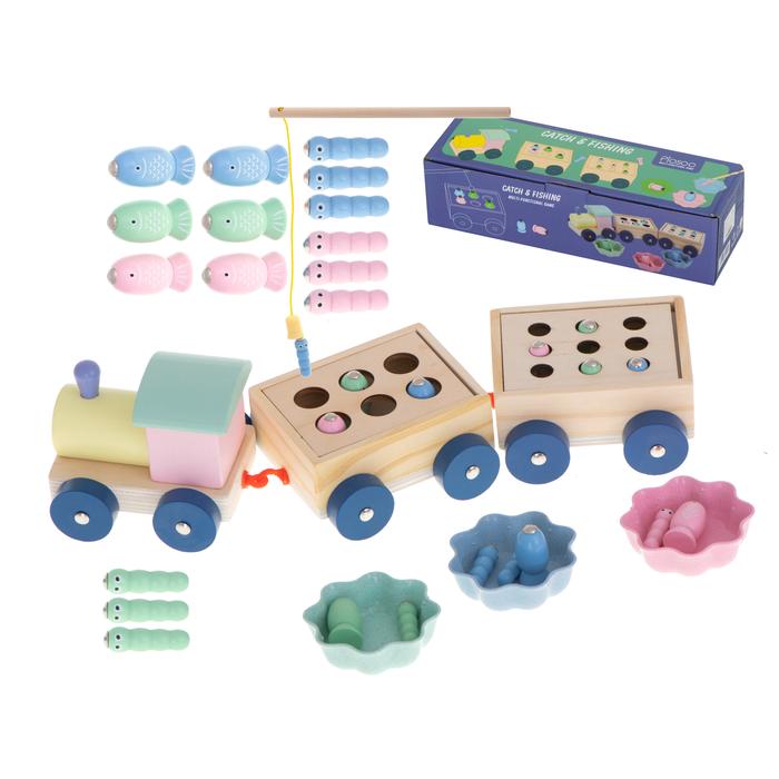 Montessori fa vonat és horgász játék