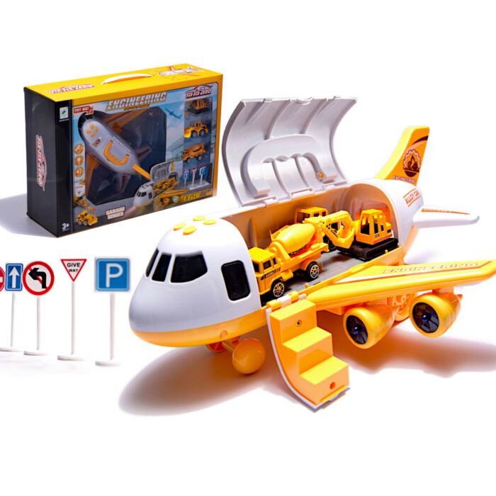 Szállító repülőgép játék 3 építőipari járművel