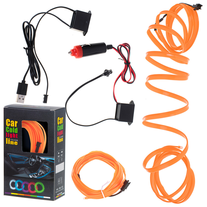 LED környezeti világítás autóhoz / auto USB / 12V szalag 3m narancs