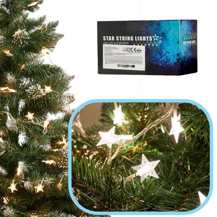 LED csillag fénylánc 10m 100LED - meleg fehér