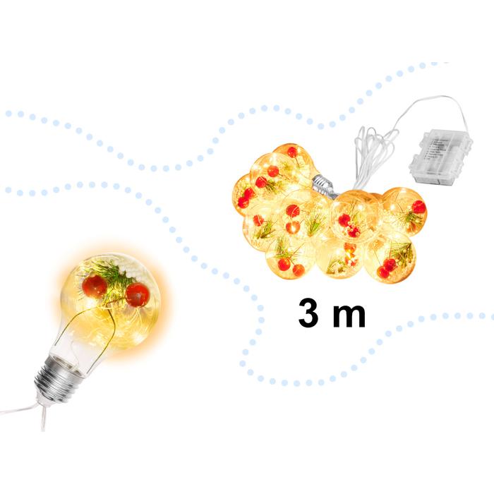 LED gömb fényfüzér belső dekorációval 3m 50LED - meleg fehér