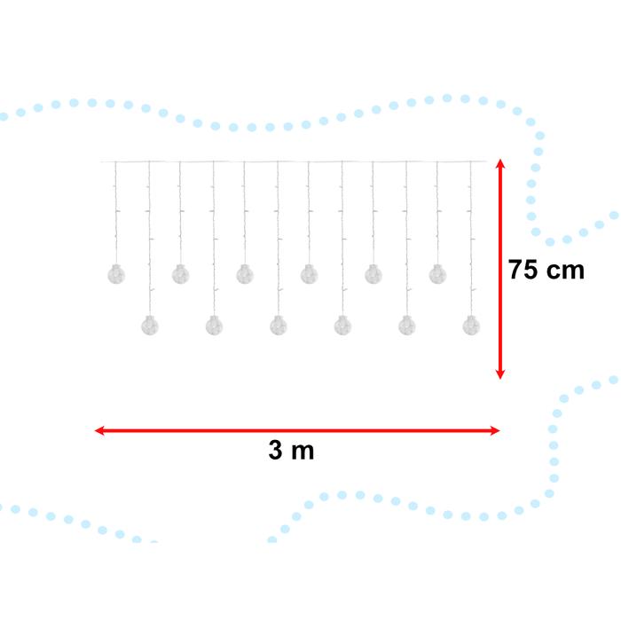 LED függönylámpa -  lógó gömbök 3m 108led - többszínű