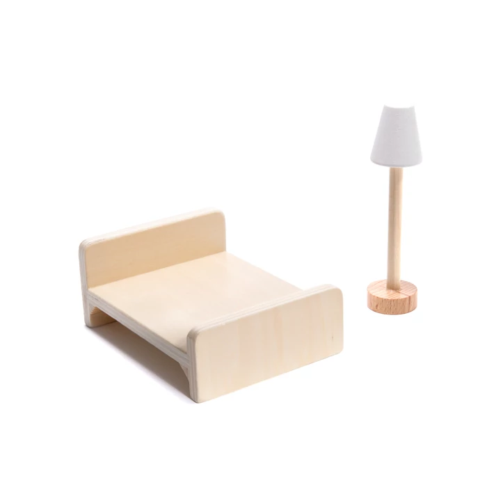 MDF fábol készült babaház + bútor 78cm fekete LED