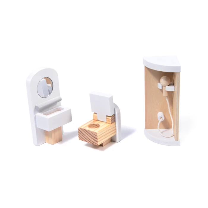 MDF fábol készült babaház + bútor 78cm fekete LED