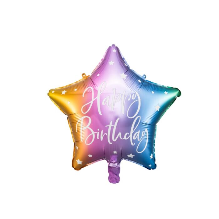 "Boldog születésnapot" fólia léggömb - színes csillag