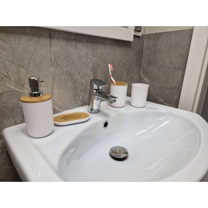 Fürdőszoba szett kefeadagoló 6 darabos készlet - fehér
