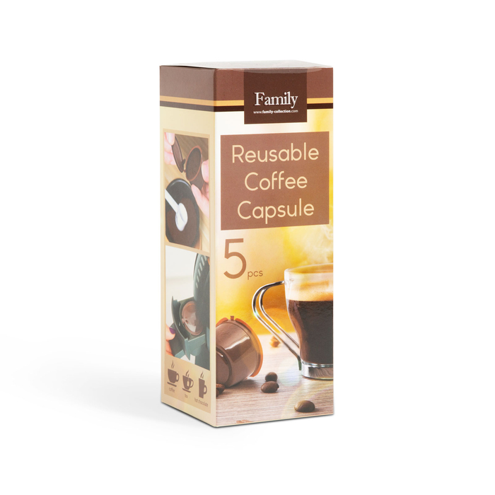 Újratölthető műanyag kávékapszula (5 darabos csomag)