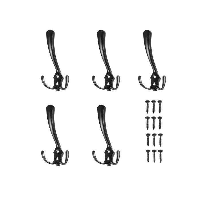 Fekete fali akasztó - 5 db-os készlet