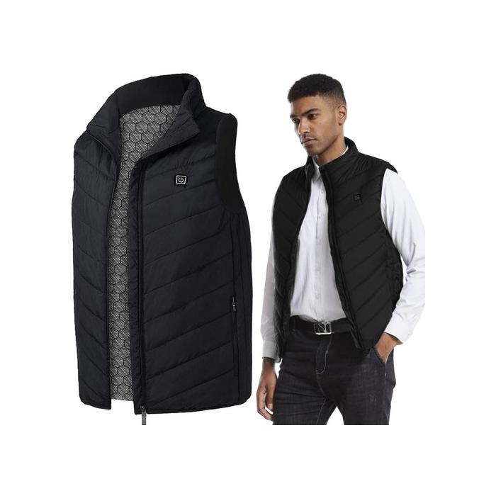 Fűthető fekete unisex mellény (L) 