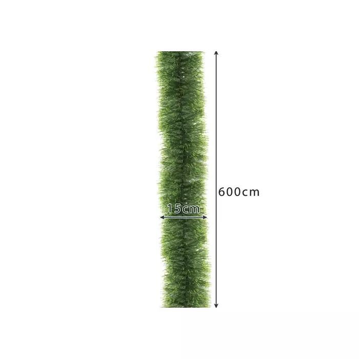 Hosszú és vastag karácsonyfa girland 6 m / 15 cm - zöld