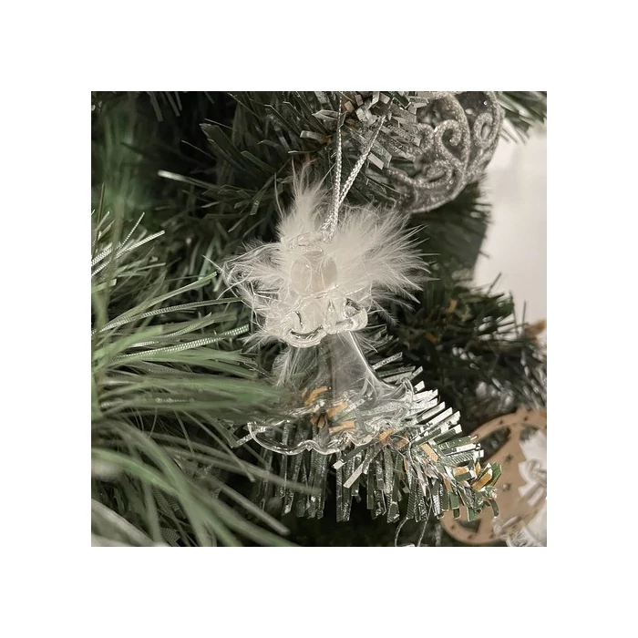 Átlátszó üveg angyal valódi tollakkal - 6 db