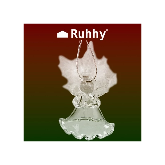 Átlátszó üveg angyal valódi tollakkal - 6 db