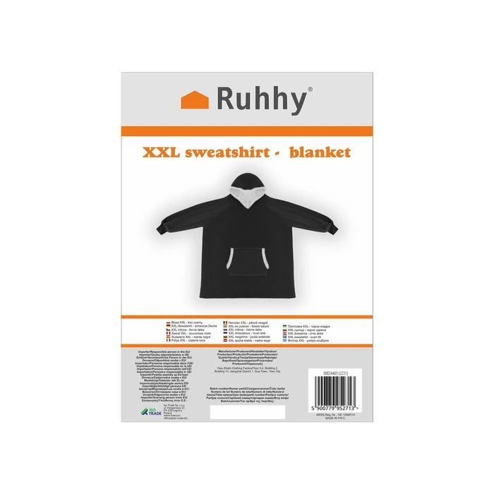 XXL plüss pulóver fekete 