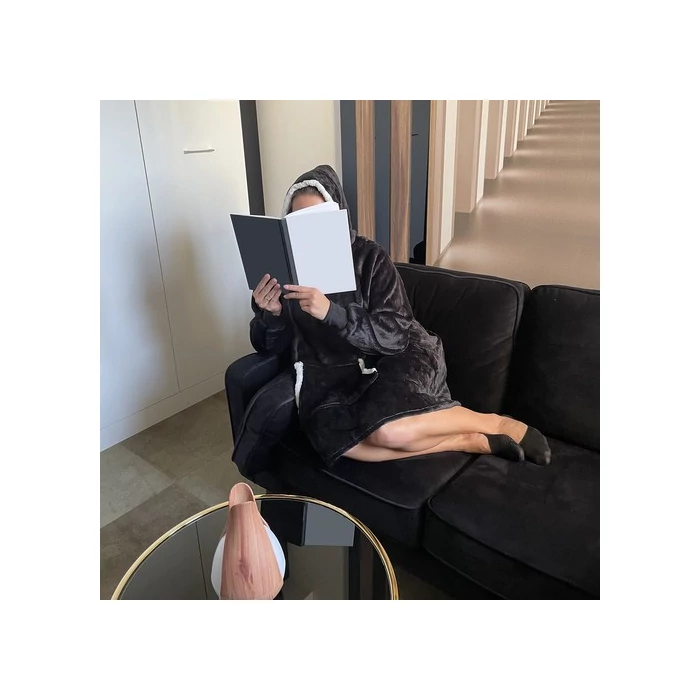 XXL plüss pulóver fekete 