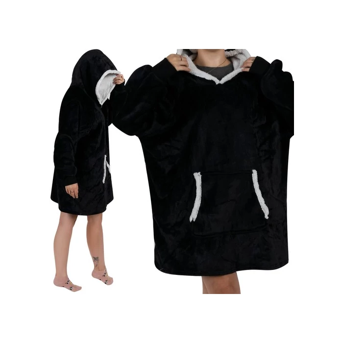 XXL plüss pulóver fekete 