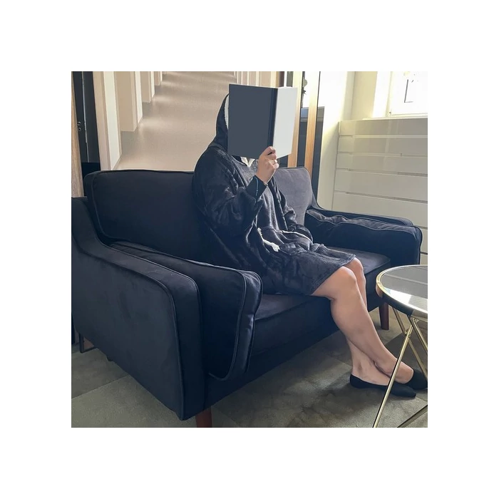 XXL plüss pulóver fekete 