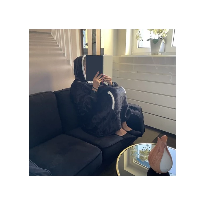 XXL plüss pulóver fekete 