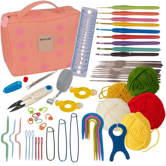 58 részes horgolókészlet tokban