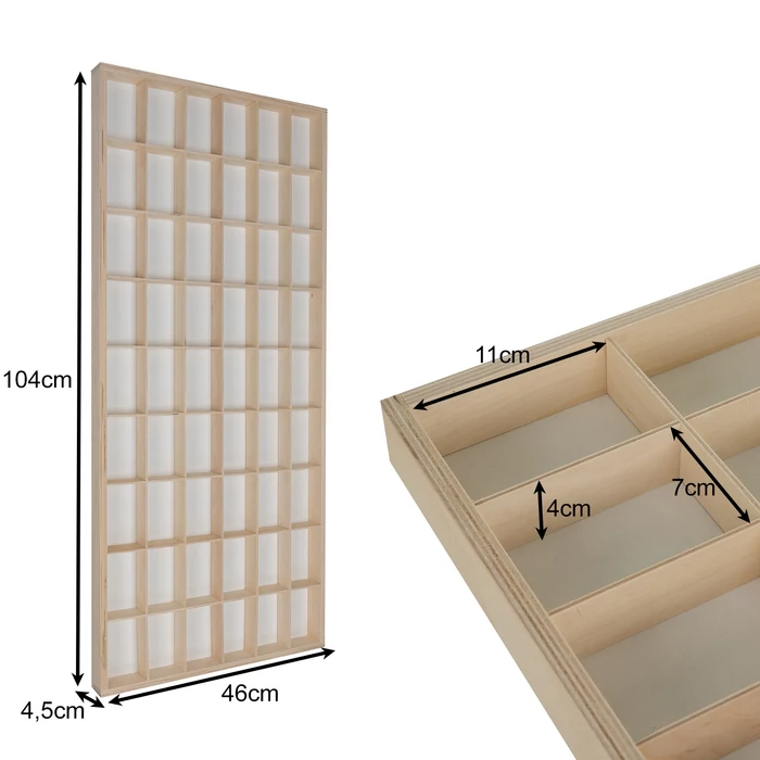 Fa polc játékoknak 54 rekesszel
